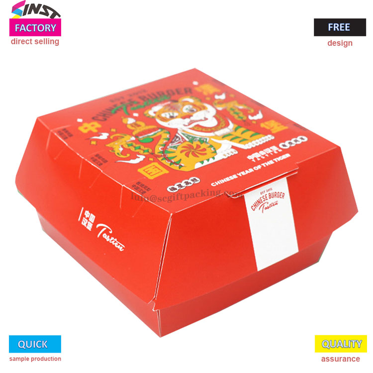 Hamburger Takeaway Qida Qablaşdırma Kağızı qutusu