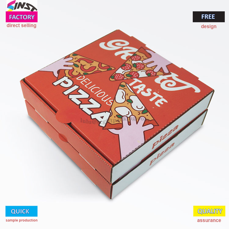 Qırmızı qalın qalın inək pizza büzməli qutu